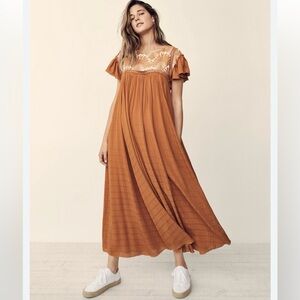 Free People Midi Dress in Orange - Size M
